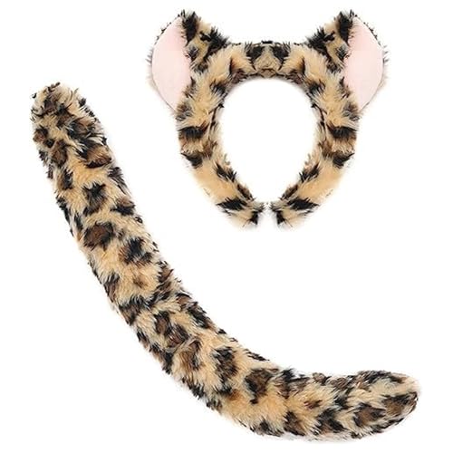 Ldbuejiaja Leoparden-Kostüme, Leopardenohren, Stirnband, Schwanz, Tutus, Kostüm-Set, Halloween, Cosplay, Party-Zubehör von Ldbuejiaja