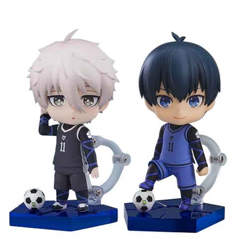 2PCS Blue Lock Figur Model Isagi Yoichi & Seishiro Nagi Acionfigure mit Auswechselbare Gesichter und Zubehör 10cm PVC Cartoon Statue Desktop Ornamente Gift for Fans von Ldruieu