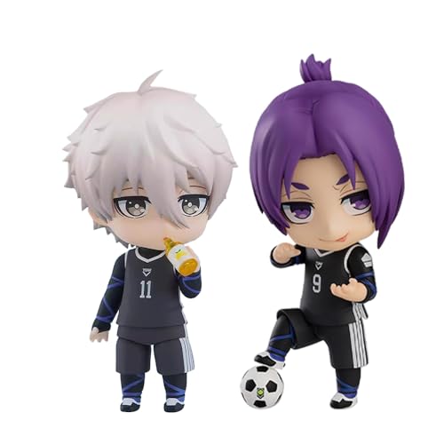 2PCS Blue Lock Figur Model Seishiro Nagi Acionfigure mit Auswechselbare Gesichter und Zubehör 10cm PVC Cartoon Statue Desktop Ornamente Gift for Fans von Ldruieu