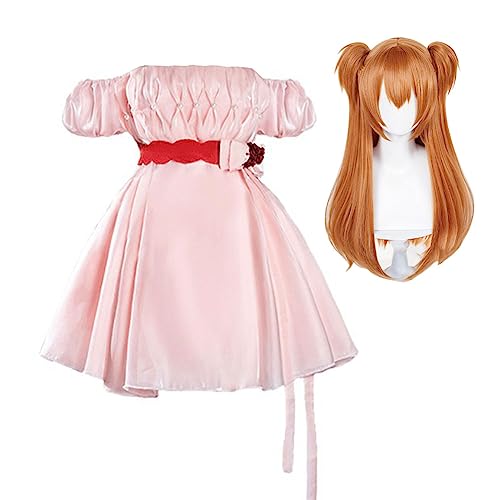 Asuka Langley Soryu Cosplay Kostüm mit Wig Rosa Kleid Anime Cosplay Halloween Kostüm Karneval Party Bühnenauftritt Kleid Geschenke Für Anime Fans von Ldruieu