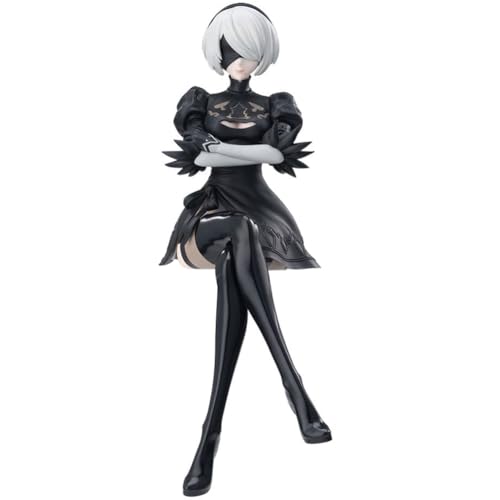 Ldruieu 2B Figur 2Byorha Anime Figure No.2 Type B Statue Modell 2B Sitzposition Anime Noodles Stopper Figur 2Bautomata Actionfigur 15cm Desktop Dekoration Geschenke von Ldruieu