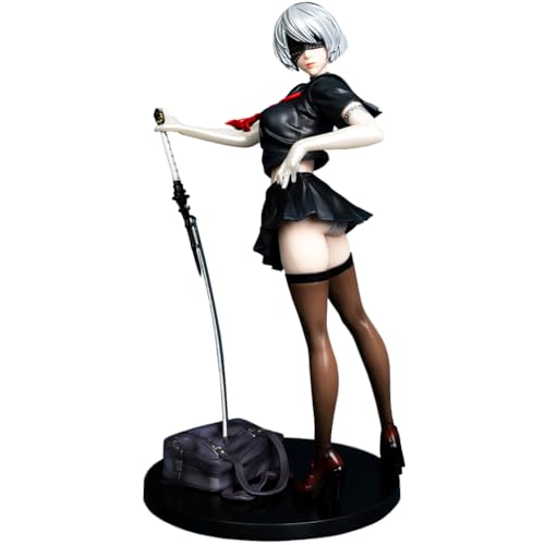 Ldruieu 2B Figur Statue 2Byorha Figure Anime Mädchen Matrosen Anzug Stehend und Blickend Zurück Figur No.2 Type B Figurine Model 2Bautomata Actionfigur Desktop Decorate 30CM von Ldruieu