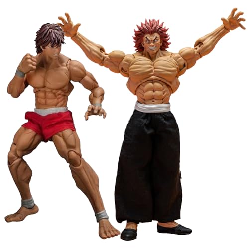 Ldruieu 2PCS BAKI Figur Hanma Baki & Yujiro Actionfigur Auswechselbares Zubehör Beweglich Anime Statue Modell Collection Statue Desktop Ornaments Geschenk von Ldruieu