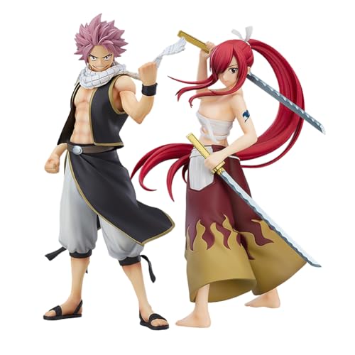 Ldruieu 2PCS Fairy Tail Figur Erza·Scarlet & Natsu Dragneel Figure Statue Decorations Anime PVC Handmade Model Desktop Ornamente Geschenk Für Anime Fans von Ldruieu