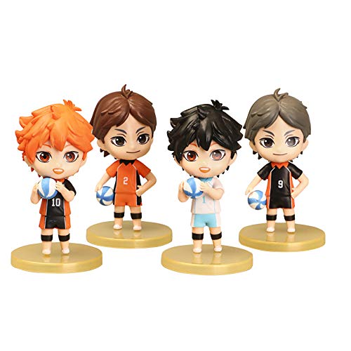 Ldruieu 4PCS Haikyuu Figur Hinata Shoyo/Kuroo Tetsurou/Kozume Kenma Figuren Handgehaltene Volleyball-Version PVC Anime Mini Figuren Statue Modell Spielzeug Home Decoration von Ldruieu