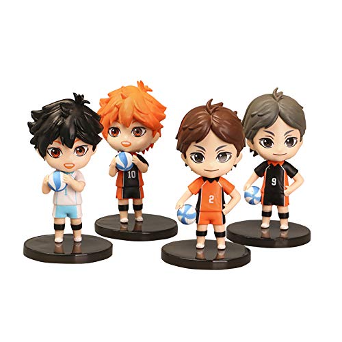 Ldruieu 4PCS Haikyuu Figur Hinata Shoyo/Kuroo Tetsurou/Kozume Kenma Figuren Handgehaltene Volleyball-Version PVC Anime Mini Figuren Statue Modell Spielzeug Home Decoration von Ldruieu