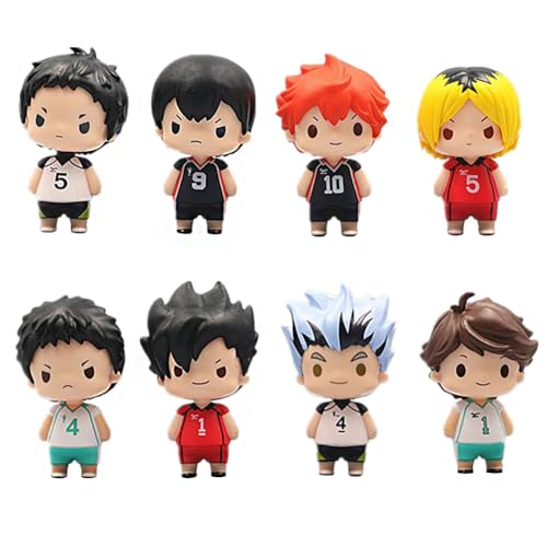 Ldruieu 8 Stück Haikyuu!! Hinata Shoyo/Tobio Kageyama Figur Q Version Mini Anime Cartoon PVC Modell Desktop Ornaments Sammlerstück Geschenk von Ldruieu