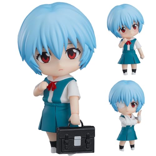 Ldruieu Ayanami Rei Figur Model Rei Ayanami Figure Statue 10cm PVC Anime Actionfigur mit Austauschbaren Köpfen und Zubehör Desktop Dekoration Collectible Gift von Ldruieu