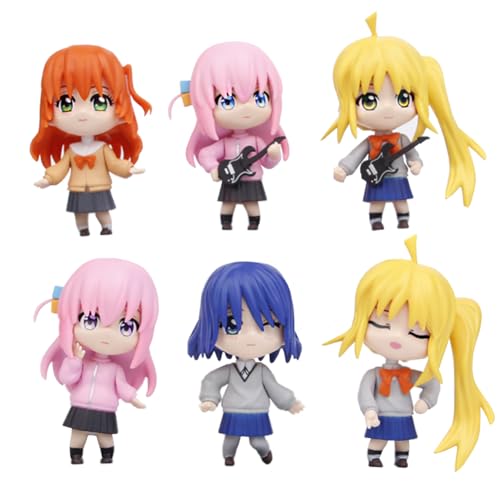 Ldruieu Bocchi The Rock Figur Hitori Goto/Ryo Yamada/Kita Ikuy 6PCS Anime Figure 10cm Q Version Statue Model Desktop Dekoration Geschenk für Anime Fans von Ldruieu