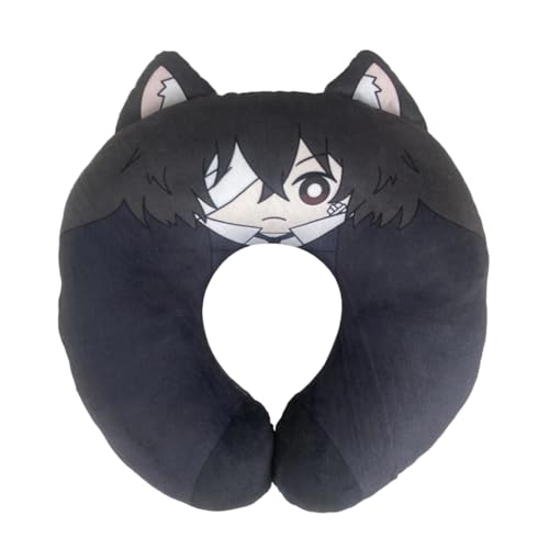 Ldruieu Bungo Stray Dogs Anime Nackenkissen Dazai Osamu Figur Plush Kissen Schlafkissen für Büro Auto Flugzeug Reisekissen Cartoon Nackenkissen Geburtstagsgeschenk von Ldruieu