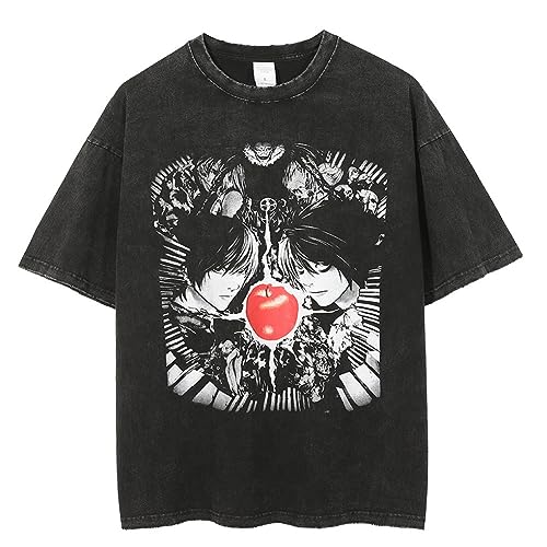 Ldruieu DEATH NOTE Anime T-Shirt Light Yagami/Misa Amane Hip Hop Vintage Sommer Kurzarm Tops Streetwear Casual Oberteile Sweatshirt Herren und Damen von Ldruieu