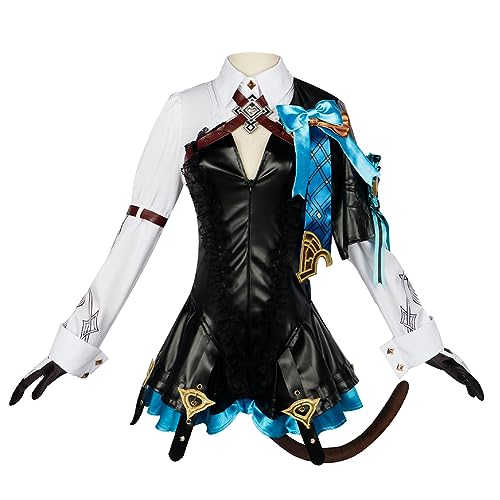 Ldruieu Fatui/Arlecchino Cosplay Kostüm Focalors/Lynette/Klee Anime Cosplay Halloween Kostüm Karneval Party Bühnenauftritt Kleid Geschenke Für Anime Fans von Ldruieu