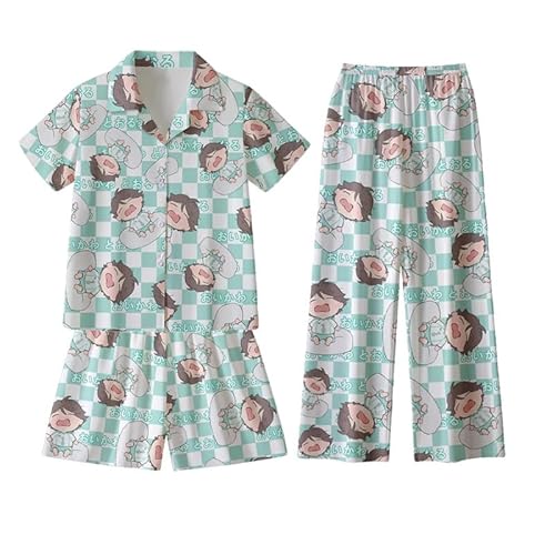 Ldruieu Haikyuu Anime Pyjamas Cosplay Hinata Shoyo/Kozume Kenma/Oikawa Tooru Schlafanzug 3-teiliges Set Unisex Cartoon Casual Baumwolle Nachtwäsche Schlafanzughose von Ldruieu