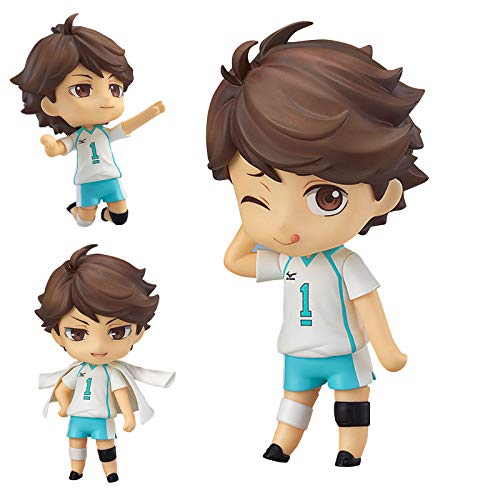 Ldruieu Haikyuu Figuren Oikawa Tooru Figure 10cm PVC Oikawa Merch Anime Figuren Beweglich Model mit Austauschbares Zubehör und Gesicht Anime Sammlung Figur Modelle, Geschenke Für Fans von Ldruieu