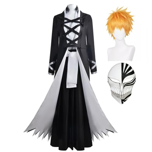 Ldruieu Ichigo Kurosaki Cosplay Schwarzes Japanisches Samurai Kostüm Ichigo Kurosaki Uniform Costume Für Halloween Anime Party Rollenspiele von Ldruieu