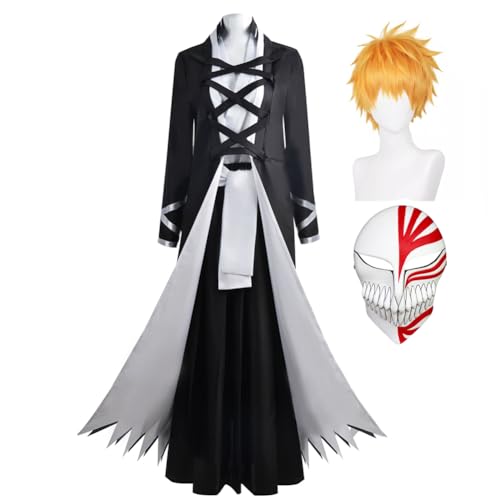 Ldruieu Ichigo Kurosaki Cosplay Schwarzes Japanisches Samurai Kostüm Ichigo Kurosaki Uniform Costume Für Halloween Anime Party Rollenspiele von Ldruieu