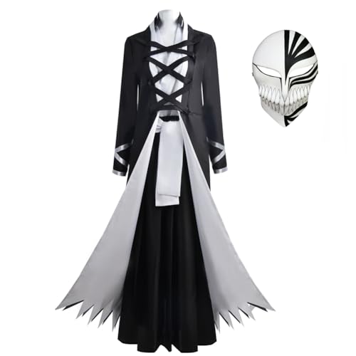 Ldruieu Ichigo Kurosaki Cosplay Schwarzes Japanisches Samurai Kostüm Ichigo Kurosaki Uniform Costume Für Halloween Anime Party Rollenspiele von Ldruieu