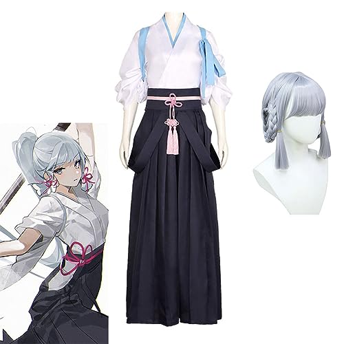 Ldruieu Kamisato Ayaka Anime Cosplay Kostüm Full Set Halloween Kostüm Cosplay Anime Girl Karneval Party Bühnenauftritt Uniform Geschenke für Anime Fans von Ldruieu