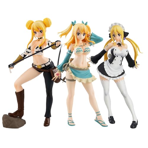 Ldruieu Lucy Heartfilia Figur 3pcs Konstellation Serie Fairy Tail Anime Figuren PVC Collectibles Actionfiguren Anime Statue Desktop Dekoration Geschenke für Anime Fans von Ldruieu