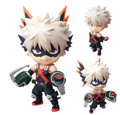 Ldruieu MHA Figuren Bakugou Katsuki Figur 10CM Anime Q Version Bewegliche Figuren Auswechselbare Gesichter und Zubehör Statue Modell Ornamente von Ldruieu