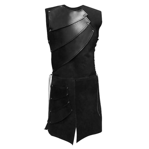 Ldruieu Mittelalterliche Ritterweste Herren Krieger Schnürweste Cosplay Retro Weste Wikinger Halloween Gothic Performance Kostüm von Ldruieu