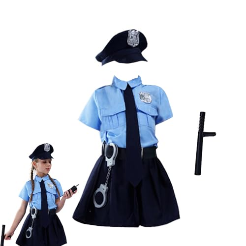 Ldruieu Polizistin Kostüm Polizei Rollenspiel Uniform Set Halloween Karneval Mottoparty Polizei Cosplay komplettes Outfit von Ldruieu