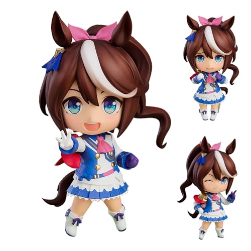 Ldruieu Pretty Derby Figur Statue Tokai Teio Anime Actionfigur 10cm PVC Bewegliche Figuren mit Austauschbarem Gesicht Anime-Kollektionen Modellgeschenk von Ldruieu