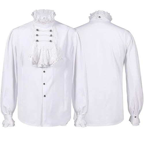 Ldruieu Renaissance Hemd Herren Steampunk Viktorianisch Langarmshirt Mittelalter Halloween Cosplay Kleidung für Herren von Ldruieu