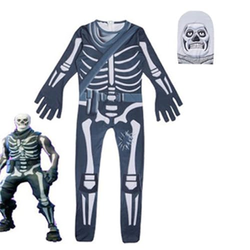 Ldruieu Skelett Kostüm inkl Skelett Gesichtsmaske Einteiliger Totenkopfanzug Halloween Karneval Rollenspielparty Cos Kostüm von Ldruieu