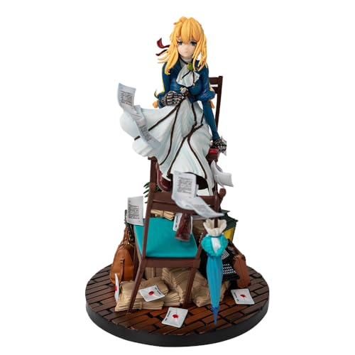 Ldruieu Violet Evergarden Figur Violet Evergarden Actionfigur 27cm PVC Großformatige Anime Figuren Modell Dekoration Sammlerstücke Geschenke für Fans von Ldruieu