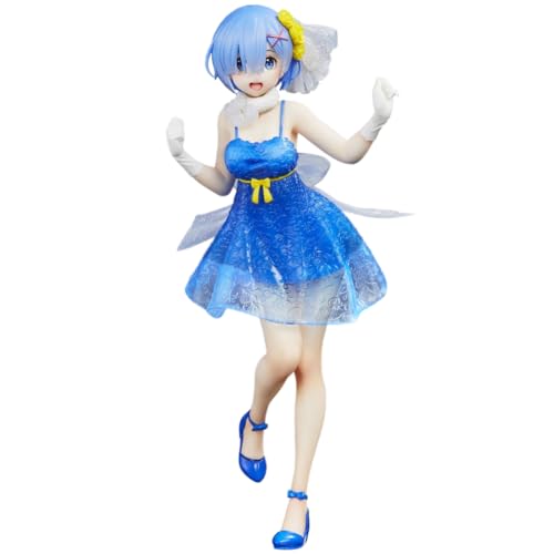 Rem Figur Anime Statue REM/Remu Figuren Spielzeug Modell Rem Blaues Kristallkleid Version Action Figur Desktop Ornament Geburtstagsgeschenk für Animefans von Ldruieu