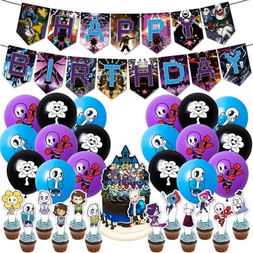 Undertale Party Dekoration Undertale Theme Geburtstagsparty Deko Thema Party Dekoration Luftballons Alles Gute Zum Geburtstag Banner Cake Topper von Ldruieu