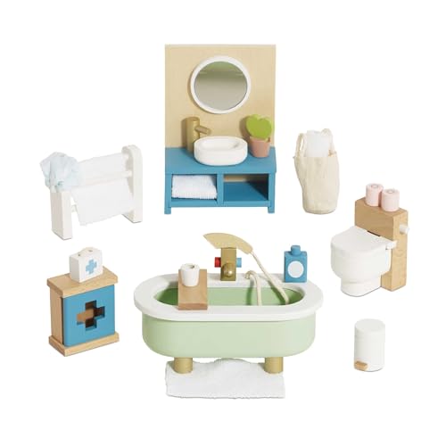 Le Toy Van – Daisylane Badezimmer aus Holz | Zubehörset für Puppenhäuser | Puppenhaus-Möbelsets – Geeignet für Kinder ab 3 Jahren, ME060 von Le Toy Van