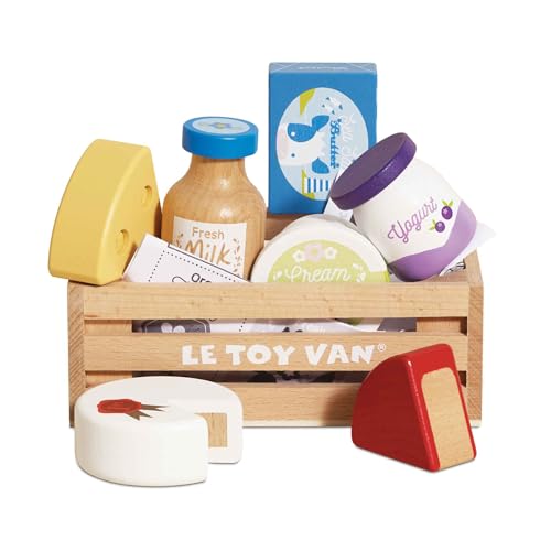 Le Toy Van – Honeybee Market Eier & Milch-Kiste aus Holz | Supermarkt-Rollenspiel Lebensmittelladen von Le Toy Van