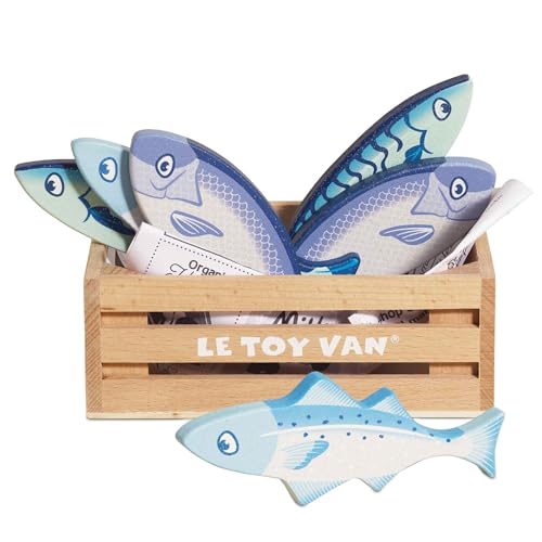 Le Toy Van – Honeybee Market Kiste mit frischem Fisch aus Holz | Supermarkt-Rollenspiel Lebensmittelladen, TV184 von Le Toy Van