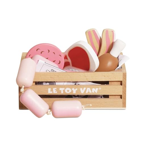 Le Toy Van – Honeybee Market Fleisch-Kiste aus Holz | Supermarkt-Rollenspiel Lebensmittelladen, TV189 von Le Toy Van