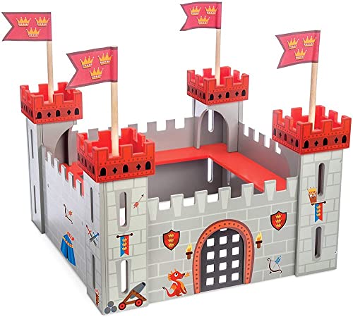 Le Toy Van – Pädagogisches Castles Collection Rollenspiel „Meine erste Ritterburg“ aus Holz – Rot | Ritterburg Spielset aus Holz für Kinder Modellburg für Mädchen & Jungen | TV256 von Le Toy Van