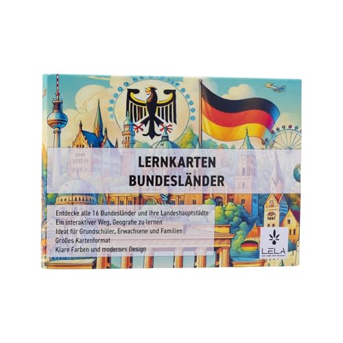 Lernkarten Bundesländer - 16 Bundesländer & Hauptstädte, Für Grundschule, Kinder, Eltern & Lehrer - Lernspiel Deutschland, Karteikarten DIN A6, Lernkarteikarten für Kinder Lernkarten Bundesländer - 16 Bundesländer & Hauptstädte, Für Grundschule, Kinder, Eltern & Lehrer - Lernspiel Deutschland, Karteikarten DIN A6, Lernkarteikarten für Kinder von LeLa