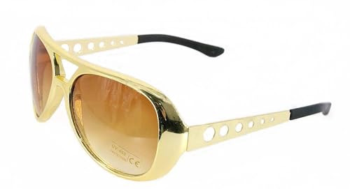 LeMarnia Gold Sonnenbrille für Cosplay 50's RockStars Halloween Kostüm Zubehör von LeMarnia