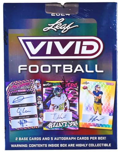 2024 Leaf Vivid Fußball Hobby, Sammelkartenbox, 5 Autogramme von Leaf