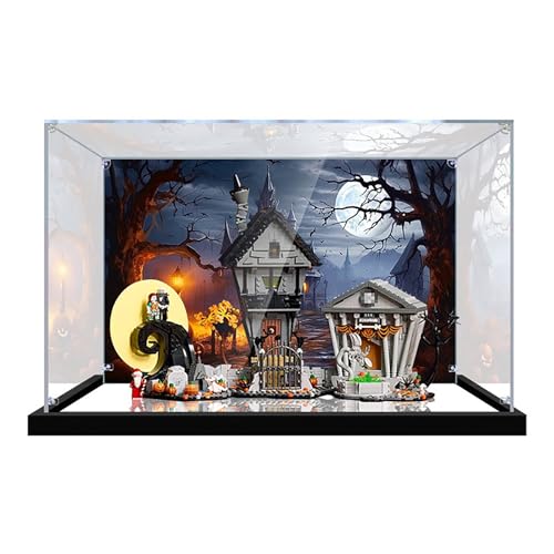 Vitrine aus Acryl für Lego 21351 Modell – für The Nightmare Before Christmas Modell – robuster Schutz für Ihr Sammlerstück (Modell nicht im Lieferumfang enthalten), Spiegel-Hintergrund von LeafLane