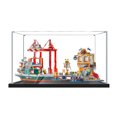 Vitrine aus Acryl für Lego 60422 Seaside Harbor mit Cargo Ship Modell (ohne Ziegelmodell), 2 mm von LeafLane