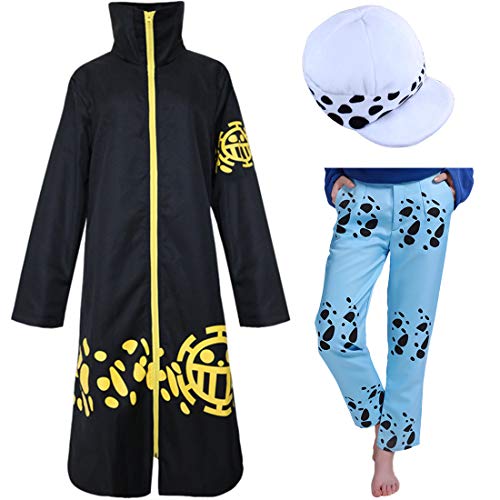 Trafalgar Law 2nd Cosplay Kostüm Umhang Ganzes Set (XXL), Schwarz , XXL von Leaffly