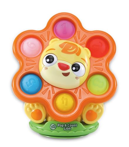 VTech Leapfrog Pop & Count Löwe, sensorisches Saugnapfspielzeug mit Squishy-Tasten, 6 Bunte Druckknöpfe für taktiles Spielen, Ursache & Effekt Lernspielzeug für 6 12 18 Monate + Englische Version von Vtech