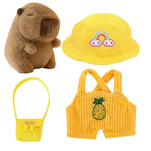 Capybara-Plüschpuppe – Capybara-Stofftier, niedlicher Capybara-Plüsch | Capybara-Plüschpuppe mit Kleidung und Accessoires, entzückendes Capybara-Plüschtier für Heimdekoration, Spielabenteuer von LearnLyrics