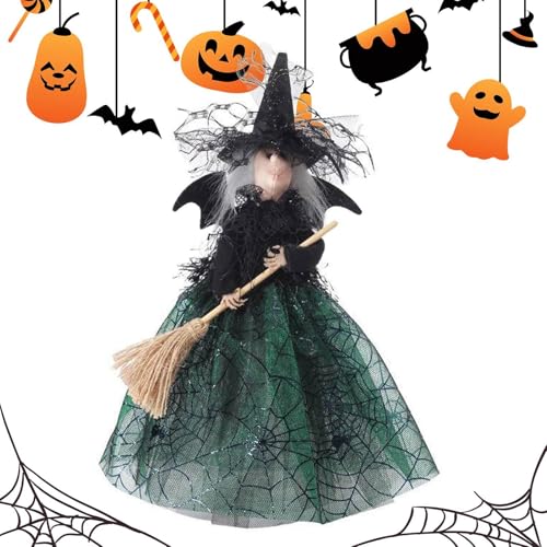 Halloween Hexenfigur,Kleine Hexenpuppe - Dekorative Baumspitze-Puppe,Hexen-Ornament, Heimdekoration für den Schreibtisch, Spukhaus, Tischplatte, Esstisch von LearnLyrics