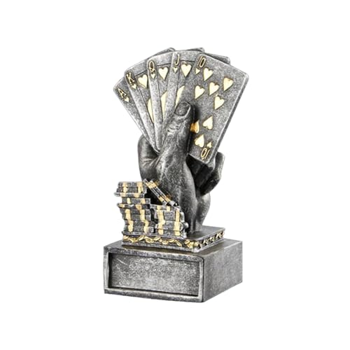 Handgemachte Pokerkarten Statue, 4,52 Zoll, Trophen zum Spielen von Karten in Gold mit Royal Spülung, moderne Innendekoration mit persönlicher Gravur von LearnLyrics