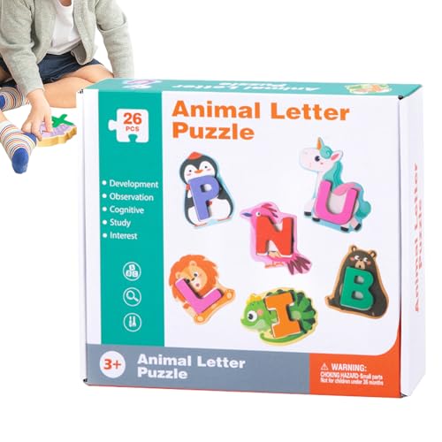 Holz Alphabet Puzzle | 26 Teile Buchstaben Tier Puzzle - Zuordnungsspiel, Lernspielzeug für Vorschule, Heimunterricht, Reisen, Kindergarten und frühe Kindheit Holz Alphabet Puzzle | 26 Teile Buchstaben Tier Puzzle - Zuordnungsspiel, Lernspielzeug für Vorschule, Heimunterricht, Reisen, Kindergarten und frühe Kindheit von LearnLyrics