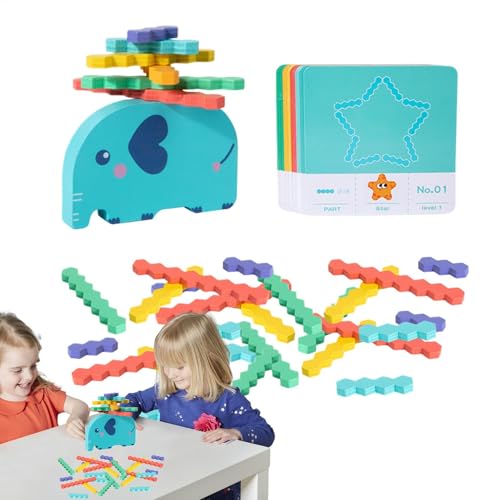 Holzblöcke Stapelspielzeug, Holzstapelblöcke Tiere, Kinder Puzzle Elefant -Stacking - Lerne Spielzeug mit glatten Kanten für die Natur, Zuhause, Schule, Reisen, Park von LearnLyrics