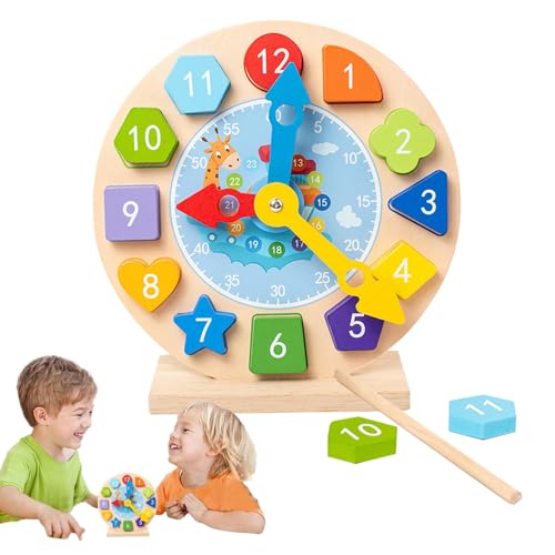 Holzuhr Spielzeug sichere Lernuhr Kindergarten Spielzeug Holzuhr mit magnetischem Design Kindergartenspielzeug aus mit magnetischem Design, Uhrspielzeug für den Kindergarten bis L von LearnLyrics